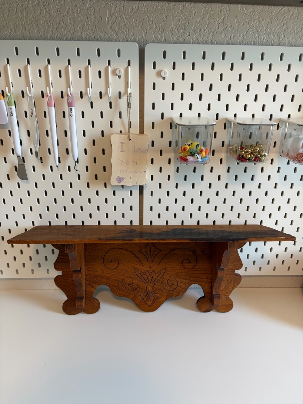 1810 Handcrafted Brown Wood Decorative Wall Shelf